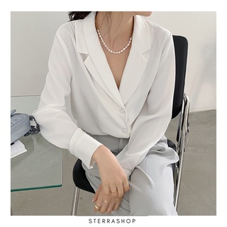 Sterrashop - Coconut blazer top เสื้อเบลเซอร์ ดีเทลเก๋ตรงปกเล็ก 2 ชั้น