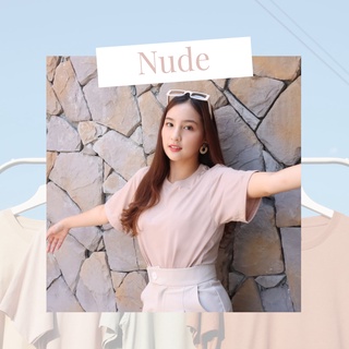 🔖เสื้อยืดแขนสั้น คอกลม สี Nude