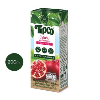 TIPCO น้ำทับทิมผสมน้ำผลไม้รวม Pomegranate &amp; Mixed Fruits Juice 100% ขนาด 200 มล.