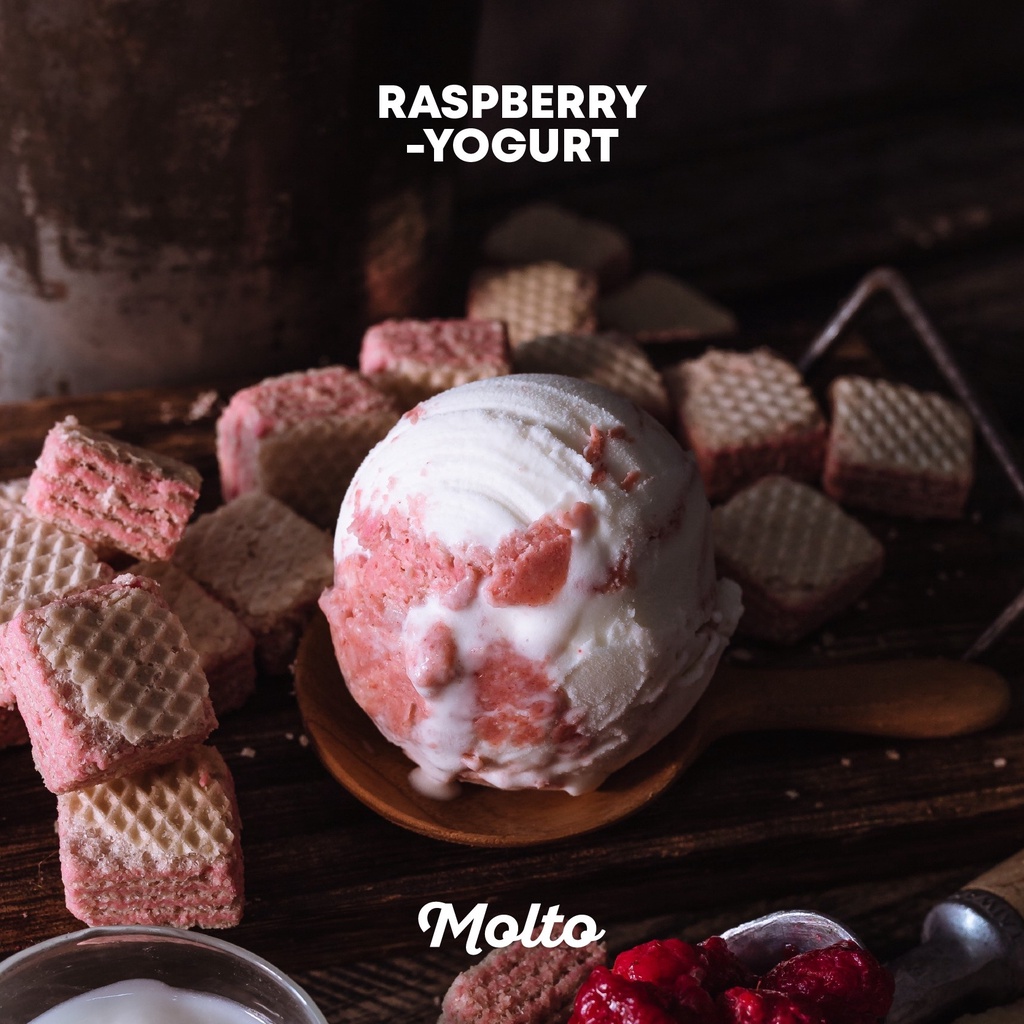 Locker Raspberry Yogurt  (ไอศกรีม ล็อกเกอร์ โยเกิร์ต ราสเบอรี่ 1 ถ้วย 16 oz.) - Molto premium Gelato