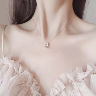 [Women Flash] สร้อยคอจี้รูปดวงจันทร์ขนาดเล็กสร้อยคอสําหรับผู้หญิง