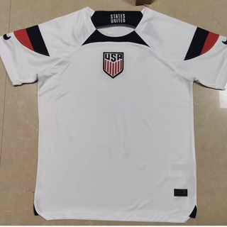 เสื้อกีฬาแขนสั้น ลายทีมชาติฟุตบอล World Cup USA ชุดเหย้า สีขาว สําหรับผู้ชาย 2022