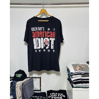 เสื้อยืดผ้าฝ้ายพิมพ์ลายแฟชั่นเสื้อวงมือสอง GREEN DAY AMERICAN IDIOT Size XL มือ2