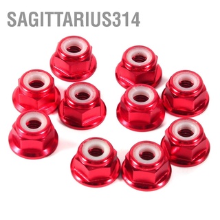 Sagittarius314 น็อตล็อคไนล่อน M4 หกเหลี่ยม สีแดงเข้ม 10 ชิ้น