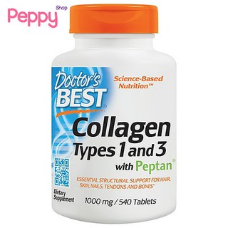 Doctors Best Collagen Types 1 and 3 with Peptan 1,000 mg 540 Tablets คอลลาเจน 1,000 มิลลิกรัม 540 เม็ด