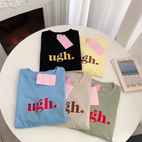 เสื้อโอเวอร์ไซส์ ปัก UGH ลายตัวอักษร ผ้าคอตตอนแท้ ตัดเย็บในไทย