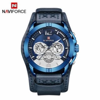 NAVIFORCE แท้  ⌚ กันน้ำ 100 % 
- นาฬิกาสายหนัง
- หน้าโคโนกราฟ 3 วงบอก วัน วันที่ เวลา 24 ชม
- พร้อมกล่องปั๊มโลโก้