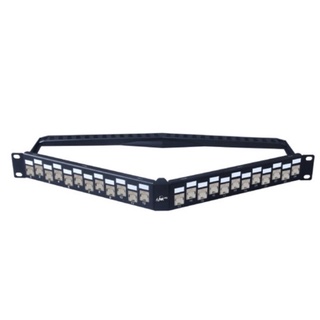 Link US-3324TFAS Shield CAT 6A ANGLE PATCH PANEL 24 PORT, Auto Shutter Angle load with Shutter shield