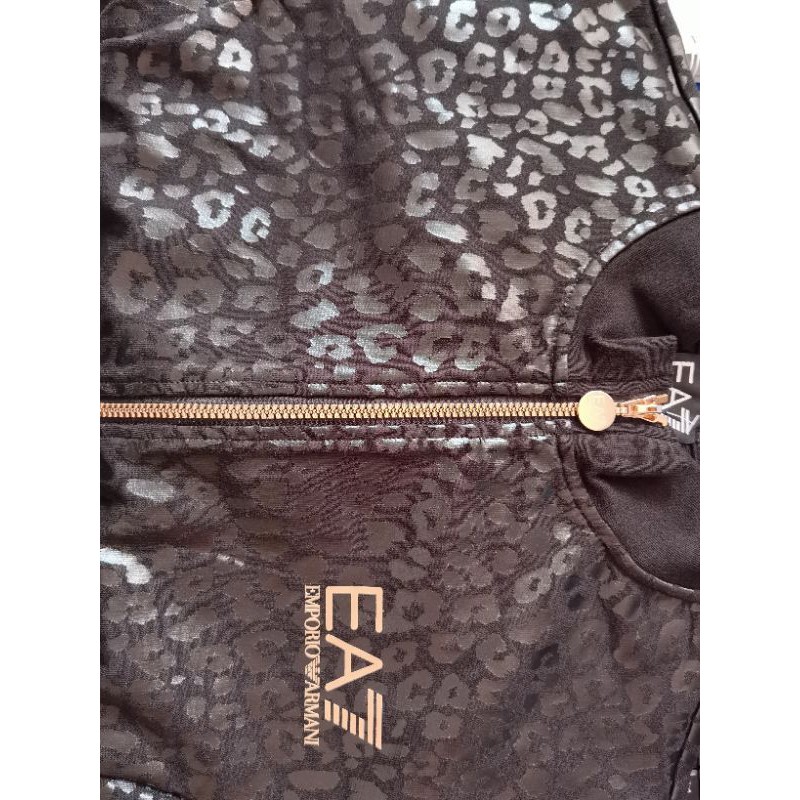 NWT EMP0RI0 ARMANI EA7 Track Jacket Coated Logo Leopard Pattern Full Zip