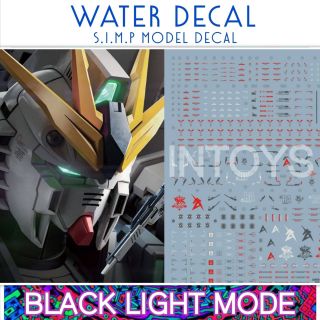 Water Decal RG 1/144 RX 93 v GUNDAM nu GUNDAM ยี่ห่อ S.I.M.P. Model Decal ( เรืองแสงในแสงแบล็คไลท์  )​