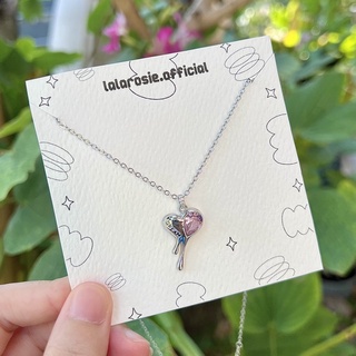 🪞S925 Pink heart gem necklace 💖✨สร้อยเงินจี้หัวใจ สลักอักษร dream ประดับเพชร czสีชมพู สวยมากกเส้นนี้ แนะนำเลยค่า