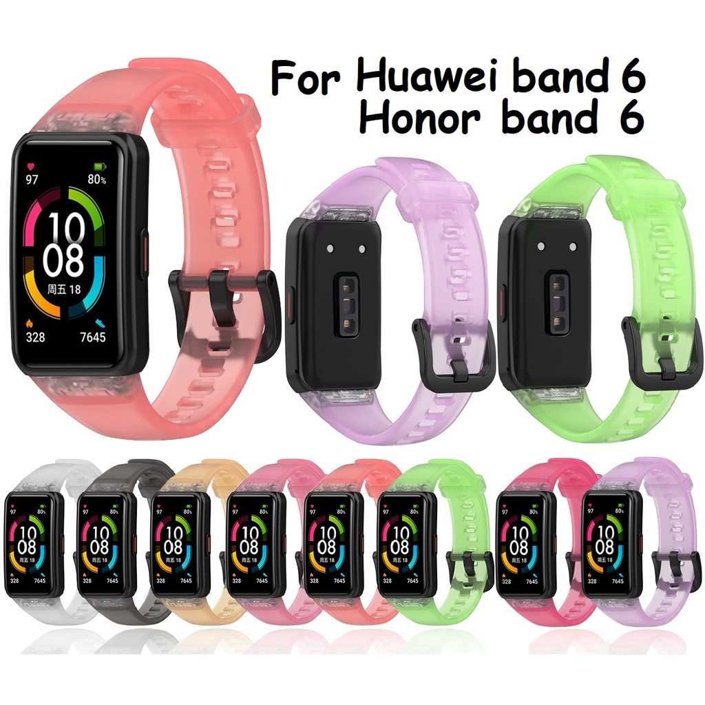 สาย Huawei band 6 Strap Huawei band 6 pro Transparent Strap / สายนาฬิกา Honor band 6 Strap โปร่งใส อ่อนนุ่ม ซิลิโคน กีฬา Replacement Strap For Huawei band 6 สายนาฬิกา Watchband Accessories