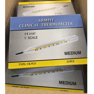 1 โหล ปรอท วัดไข้ clinical Thermometer เทอร์โมมิเตอร์ วัดอุณหภูมิ ปรอทวัดไข้ ปรอทแก้ว ที่วัดไข้ 12อัน