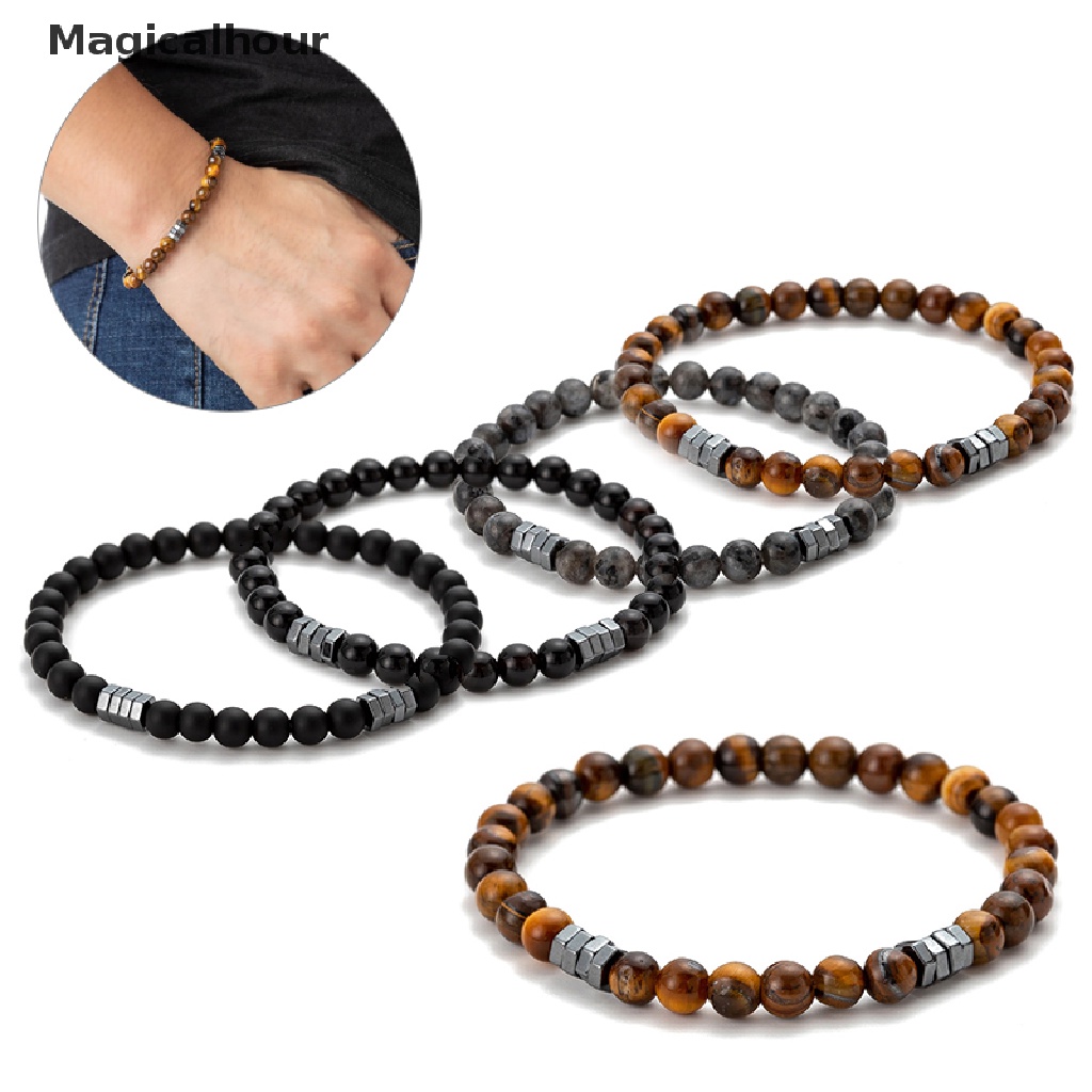 Magicalhour ธรรมชาติ เสือ ตา หิน ผู้ชาย ลูกปัด กําไลข้อมือ เสน่ห์ สร้อยข้อมือ เครื่องประดับแฟชั่น Codok