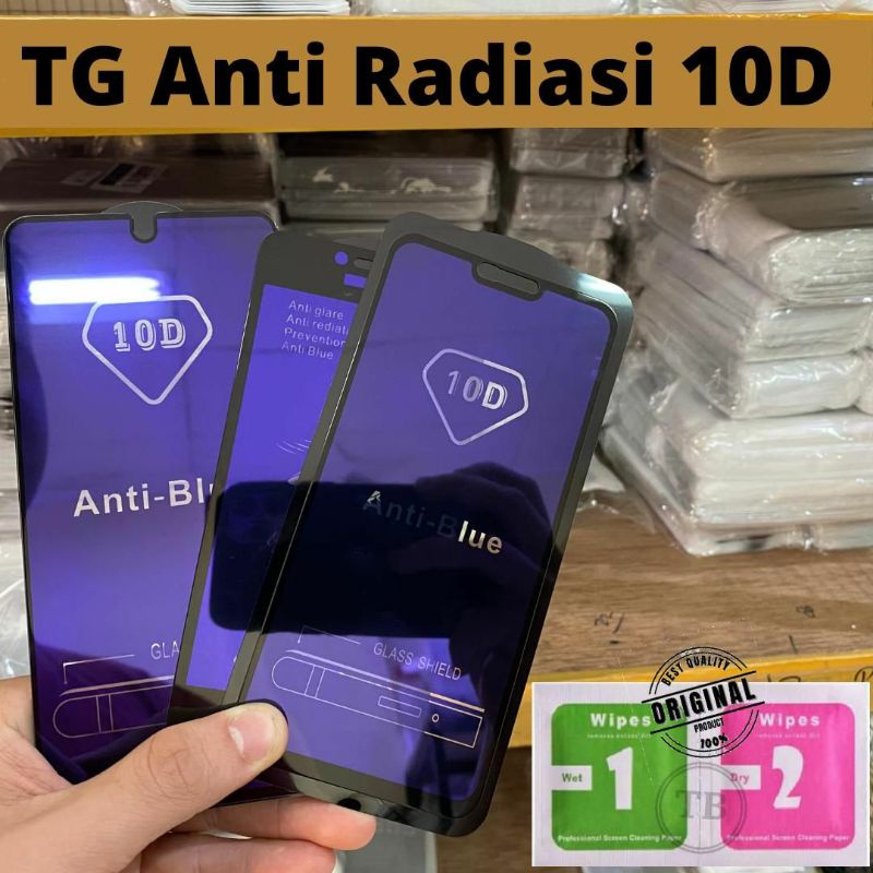 TEMPERED GLASS BLUE 10D ANTI RADIATION ANTI SCRATCH SAMSUNG A01 M01 A01 CORE M01 CORE