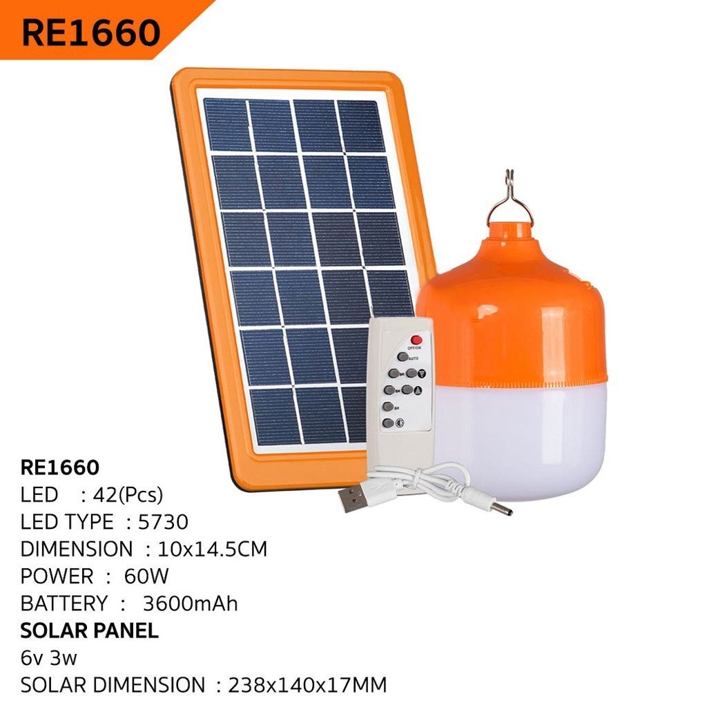 🚔ราคาพิเศษ+ส่งฟรี 💒ไฟ Solar cell ขนาด40W/60W/8 หลอดไฟพกพา LED หลอดไฟ หลอดไฟโซล่าเซล หลอดไฟฉุกเฉิน ไฟโซล่าเซลล์ โคมไฟโซลาร์เซลล์ มีรีโมท**JY-RE1660-60W 💒 มีเก็บปลายทาง
