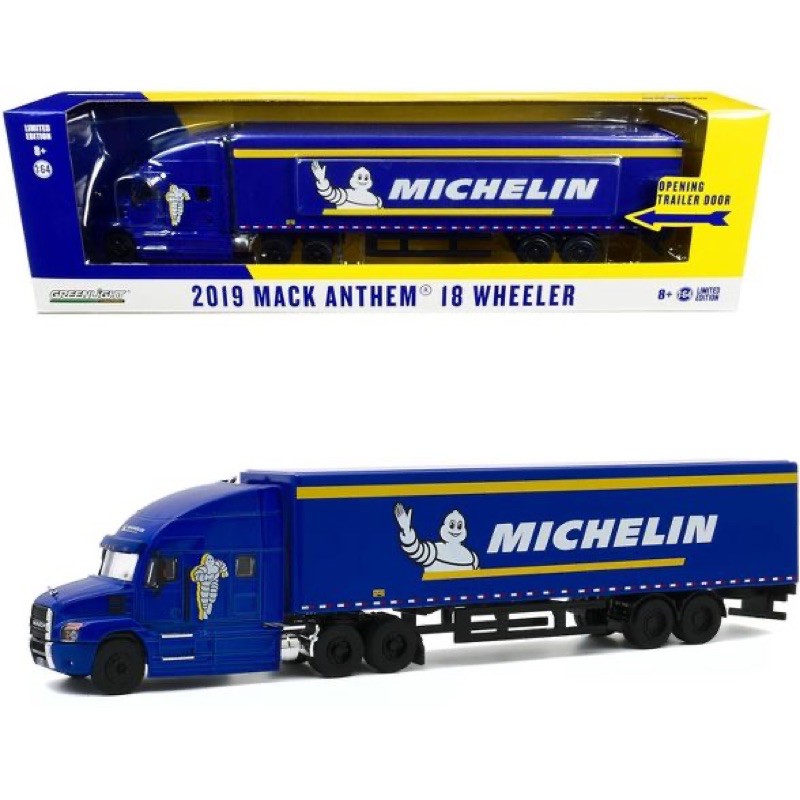 โมเดลรถ รถบรรทุก18 ล้อ มิชลิน 2019 Mack Anthem 18 Wheeler Tractor-Trailer - Michelin Tires 1:64 (AC155)