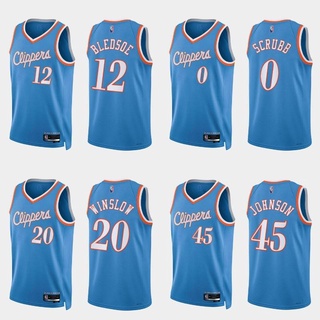 เสื้อกีฬาบาสเก็ตบอลแขนกุด ลายทีม Fash NBA Jersey Clippers Scrubb Bledsoe Winslow Johnson สไตล์คลาสสิก