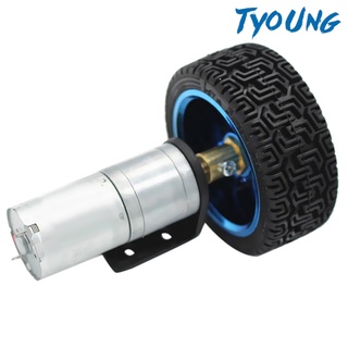 [Tyoung] Dc เกียร์มอเตอร์ไฟฟ้า Dc พร้อมล้อสําหรับสมาร์ทคาร์ 12V 1360RPM