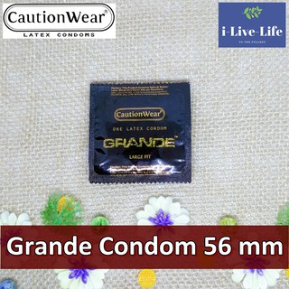 ถุงยางอนามัยขนาดใหญ่ Caution Wear® Grande Condoms 56 mm 5, 10 or 20 Pieces Condom คอนดอม USA