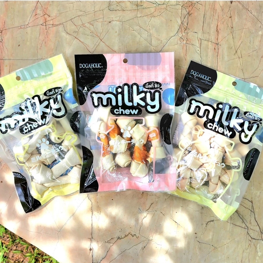 Milky Chew (มิ้ลกี้ ชิว) มี 5 แบบ ขนมสุนัขนิ่มและหอมนม (ไม่ติดแถม)