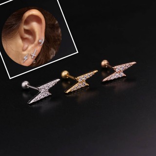 จิวหูเกาหลี **ลายสายฟ้า**ก้าน 0.8 mm.( ราคา 1 ข้าง)