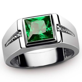 New Men and Women Fashion Red/green Zircon Silver Plated Ring Wedding Engagement Jewelry