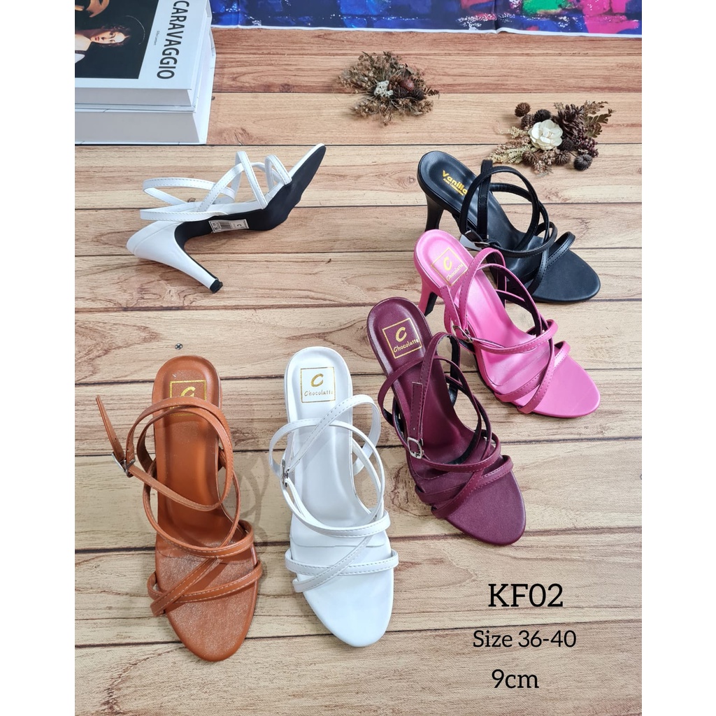 Chocolatette รองเท้าส้นสูงรองเท้าแตะผู้หญิง 9 ซม. - kf 02