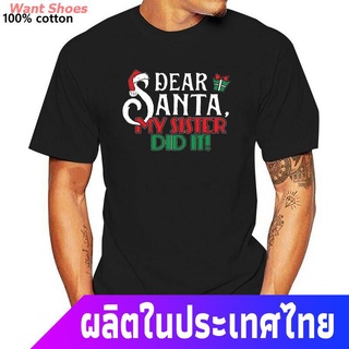 เสื้อยืดคอกลมWant Shoes เสื้อยืดยอดนิยม Dear Santa My Sister Did It - Christmas - YOUTH Big Boys T-shirt Printed T Shirt