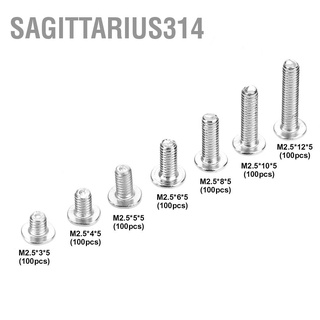 Sagittarius314 อะไหล่สกรูหัวแบน เหล็กคาร์บอน M2.5 สําหรับซ่อมแซมเครื่องจักร 100 ชิ้น