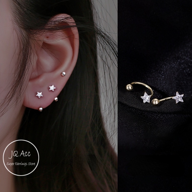 2023 ใหม่ Star Zircon Earings สําหรับผู้หญิง Hypoallergenic Helix ต่างหูสําหรับเด็กชุดต่างหูเจาะชุดอุปกรณ์เสริมเครื่องประดับ