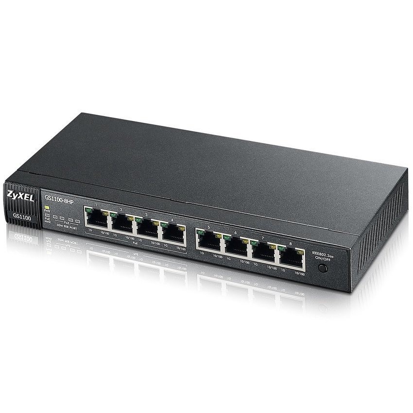 ZyXEL 8-Port GbE PoE+ Unmanaged Switch รุ่น GS1100-8HP