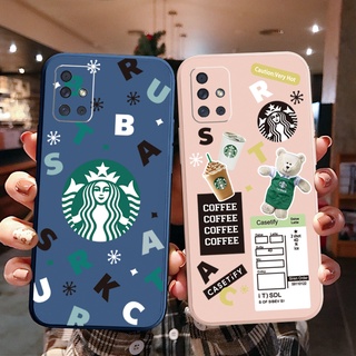 เคสโทรศัพท์มือถือ ขอบสี่เหลี่ยม ลาย Starbucks สําหรับ Samsung Galaxy A31 A32 4G A52 A72 5G A11 A51 A71 A10S A50 A30S A20S M42