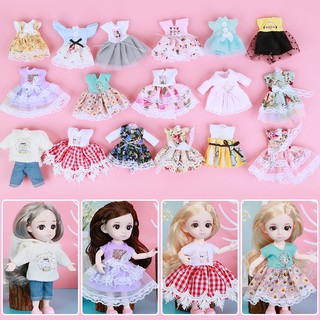 ใหม่ 1/12 ชุดเดรสกระโปรงแฟชั่นสําหรับตุ๊กตา 16ซม.BJD