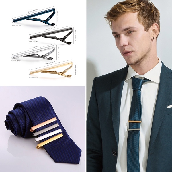 🔥พร้อมส่ง🔥คลิปหนีบเนคไท Tie Clip for Men Metal Copper Simple Bar Clasp Practical Necktie Accessories