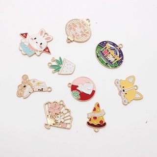 จี้สร้อยคอ สร้อยข้อมือ ต่างหู รูปพัดพิซซ่า ม้าหมุน โลหะผสม Diy