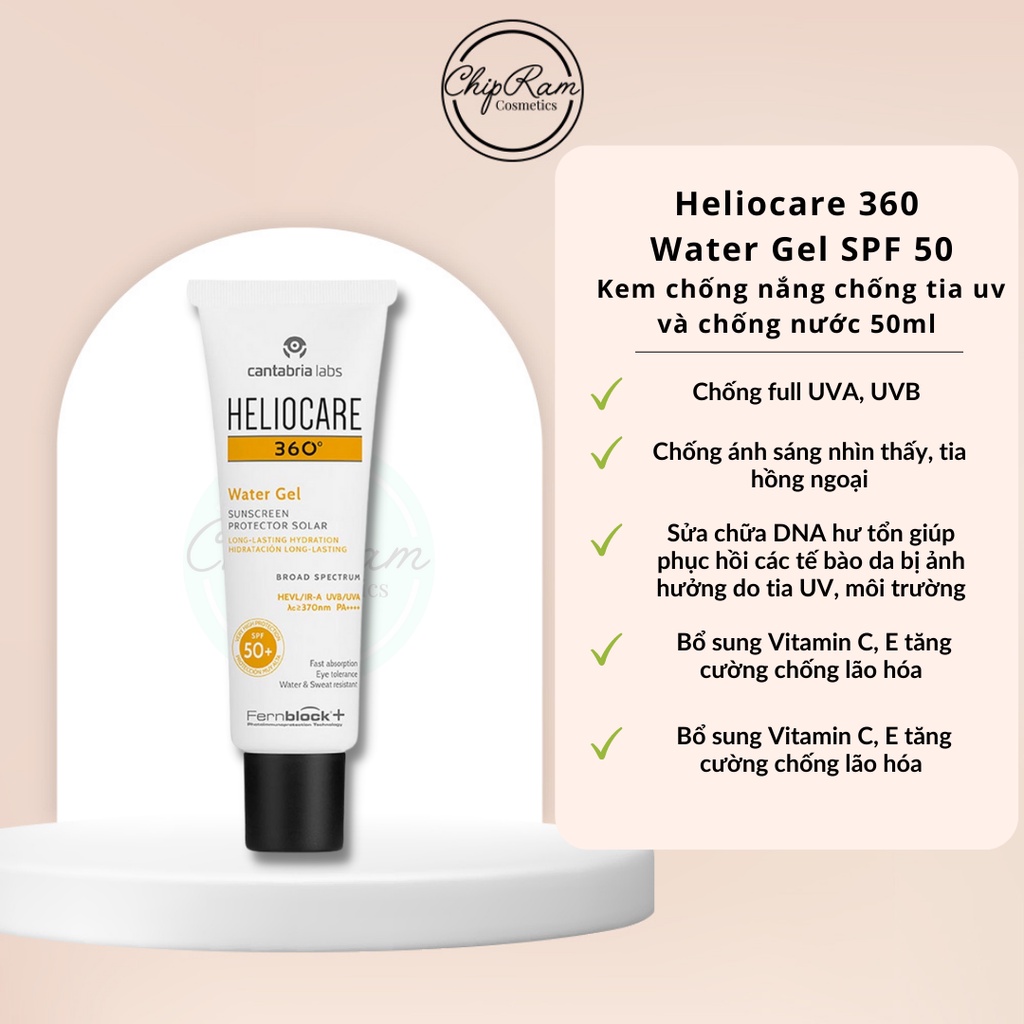 Heliocare 360 Water Gel SPF 50 Sunscreen Against uv Rays And Water 50ml