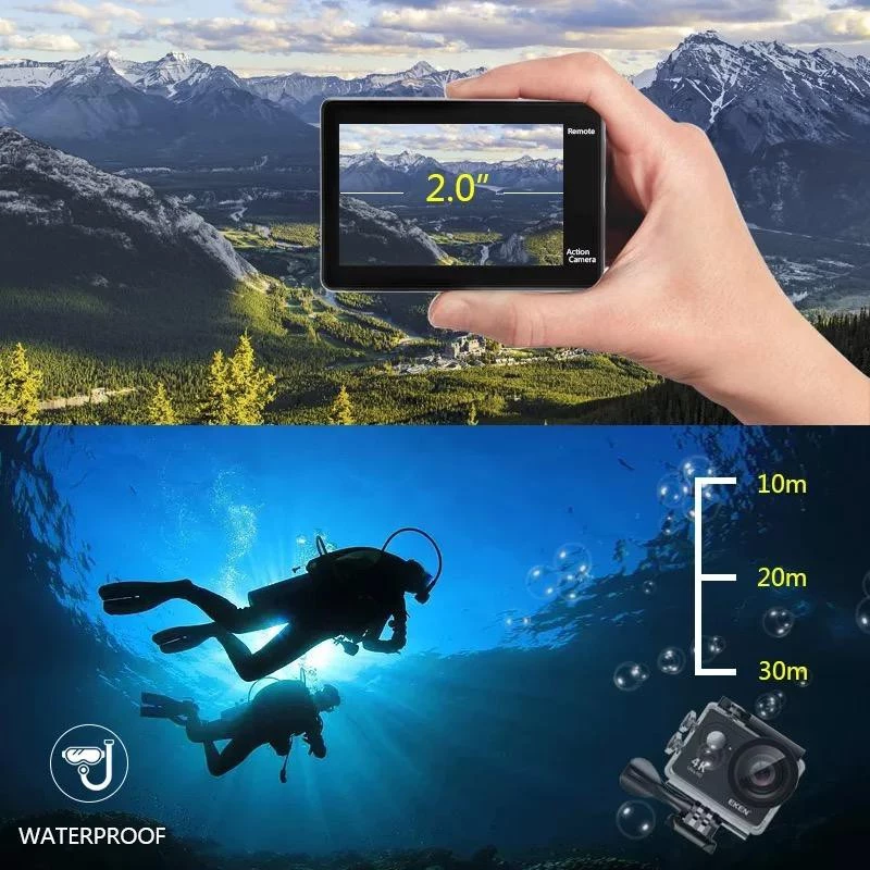 EKEN H9R Aciton Camera กล้องติดหมวก กล้องติดหมวกกันน็อค กล้องโกโปร 4K สีดำ พร้อมรีโมท (ของเเท้ 100%) thumbnail 3