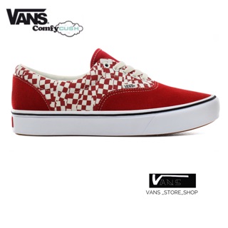 VANS ERA COMFYCUSH TEAR CHECK RACING RED TRUE WHITE SNEAKERS สินค้ามีประกันแท้