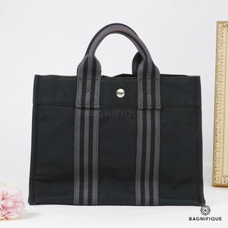 HERMES TROCA TOTE HANDBAG BLACK DENIM