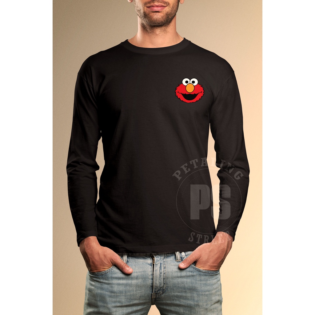 [3 WARNA] SESAME STREET ELMO TSHIRT โลโก้แขนยาว / เสื้อยืด UNISEX ผ้าฝ้าย 100% แฟชั่น STREETWEAR กรา