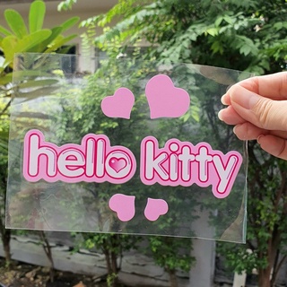 สติ๊กเกอร์ติดรถ ติดฝาถัง Kitty คิตตี้ หัวใจชมพู - car decal sticker