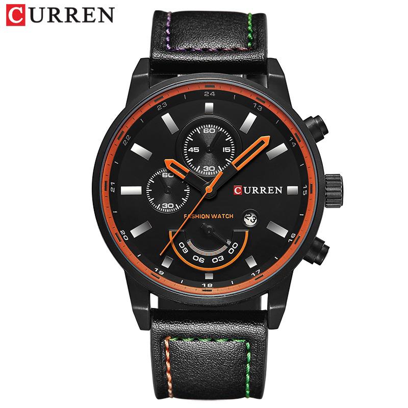 CURREN Mens Casual Sport Quartz Watch Mens Watches Top Brand Luxury Quartz-Watch Leather Military Watch Wrist Male Cloc