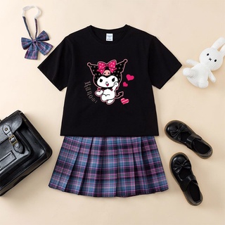 ✿ขนมหวาน สไตล์ญี่ปุ่น✿Kuromi เสื้อแขนสั้น✿เสื้อยืดแขนสั้น ผ้าฝ้ายแท้ แบบนิ่ม ลาย kuromi kuromi สไตล์ญี่ปุ่น สําหรับผู้หญิง