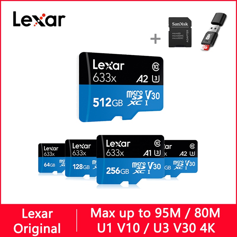 Lexar Micro SD 128GB 32GB 64GB 256GB 512GB 16GB Micro SD Card SD/TF Flash Card Memory Card
