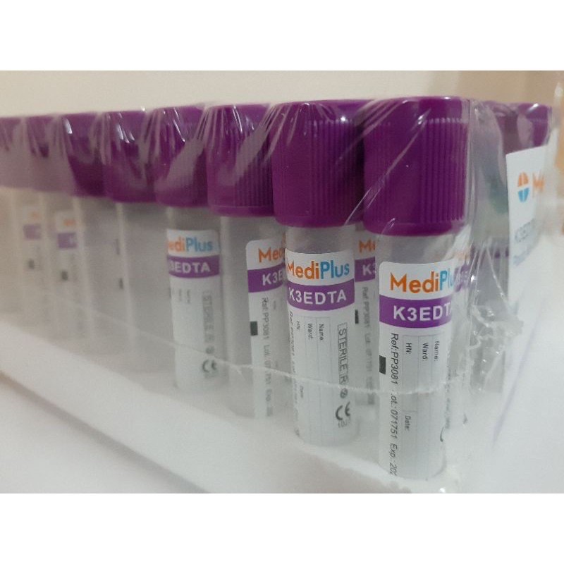 K3 EDTA 3.0 ML 100 หลอด/แพค ยี่ห้อ MEDIPLUS