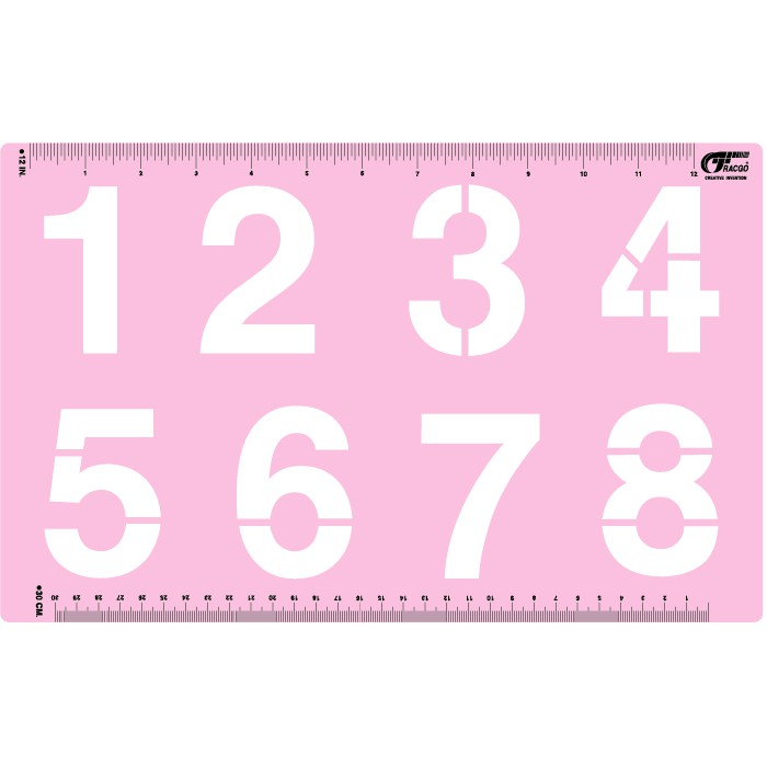 TRACGO Stencil แผ่นประดิษฐ์อักษร ชุด เลขอารบิค #TG113 ขนาดอักษร 3 นิ้ว (มี 2 แผ่น ครบทุกตัวเลขอารบิค)