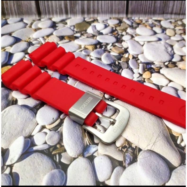 Merah SEIKO DIVER RED WATCH STRAP SEIKO DIVER RUBBER WATCH STRAP SEIKO DIVER WATCH ขนาด 22 MM
