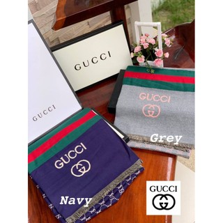 ผ้าพันคอ ผ้าคลุมไหล่ Gucci Pattern Logo Cashmere Shawl Scarf