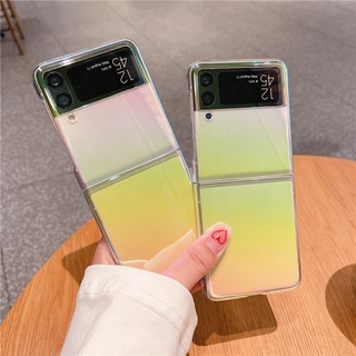 เคสโทรศัพท์มือถือ PC แข็ง แบบใส ไล่โทนสี สร้างสรรค์ สําหรับ Samsung Galaxy Z Flip3 Fold3 5G Flip3 Fold3